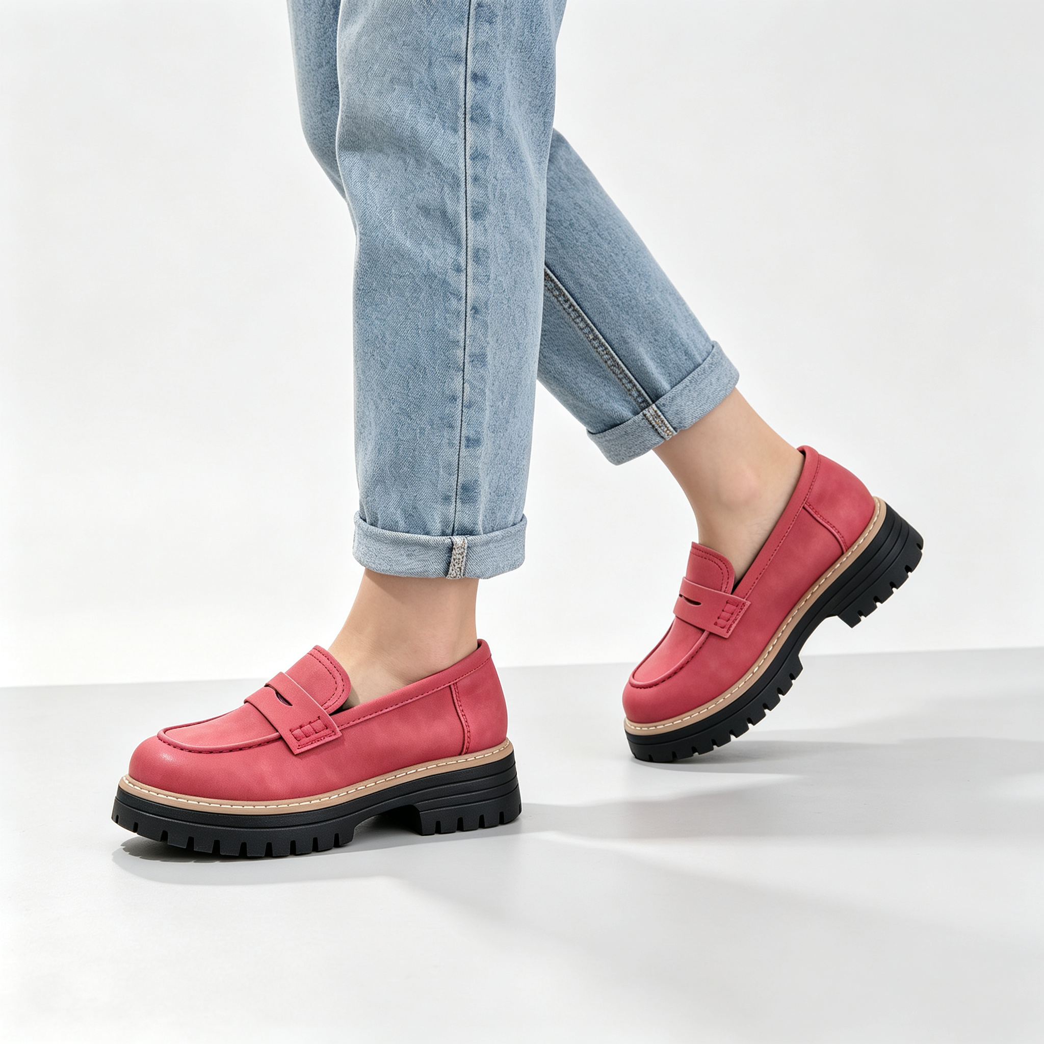Chic Platform Lug Sole Women’s Loafers, Versatile Slip-On Shoes for Work & Daily Wear