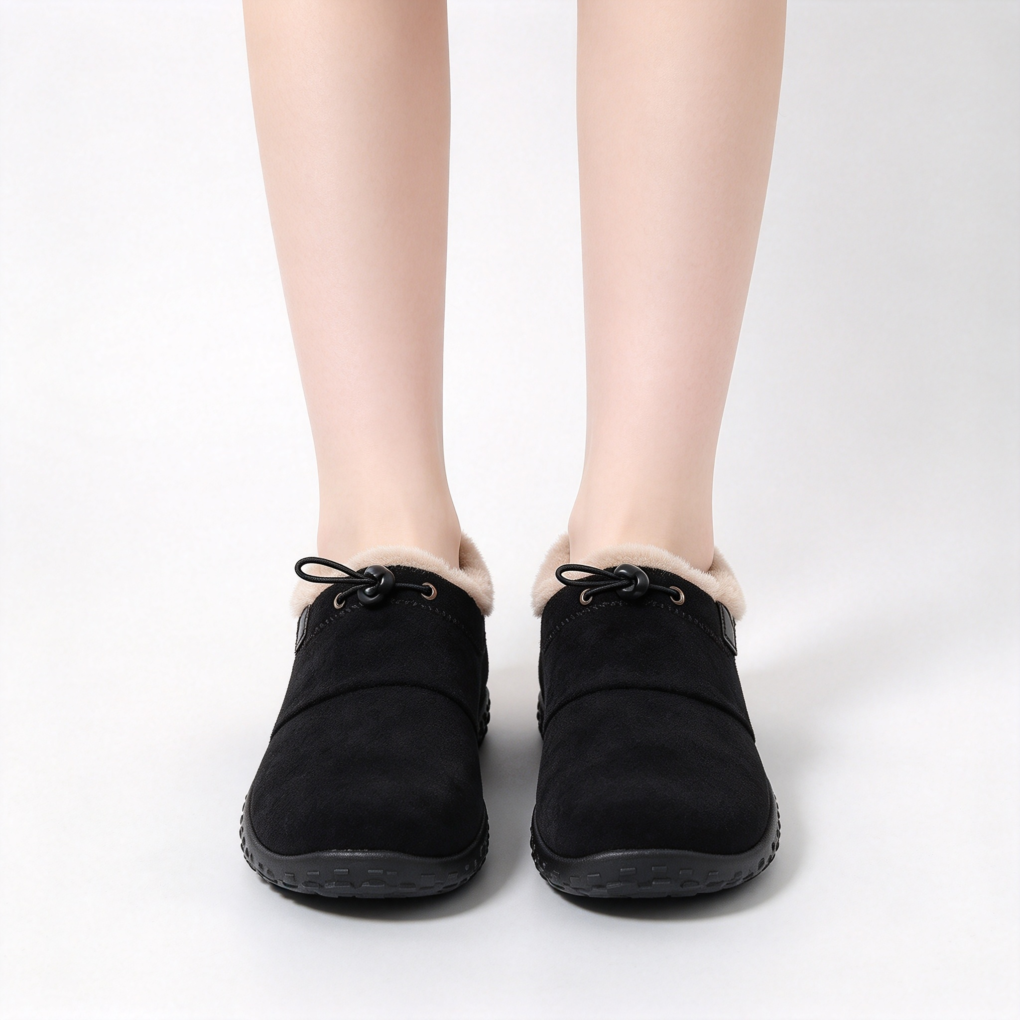 Warm Plush Lined Women’s Winter Shoes, Non-Slip Sole Suede Low-Cut Snow Booties for Daily Outdoor