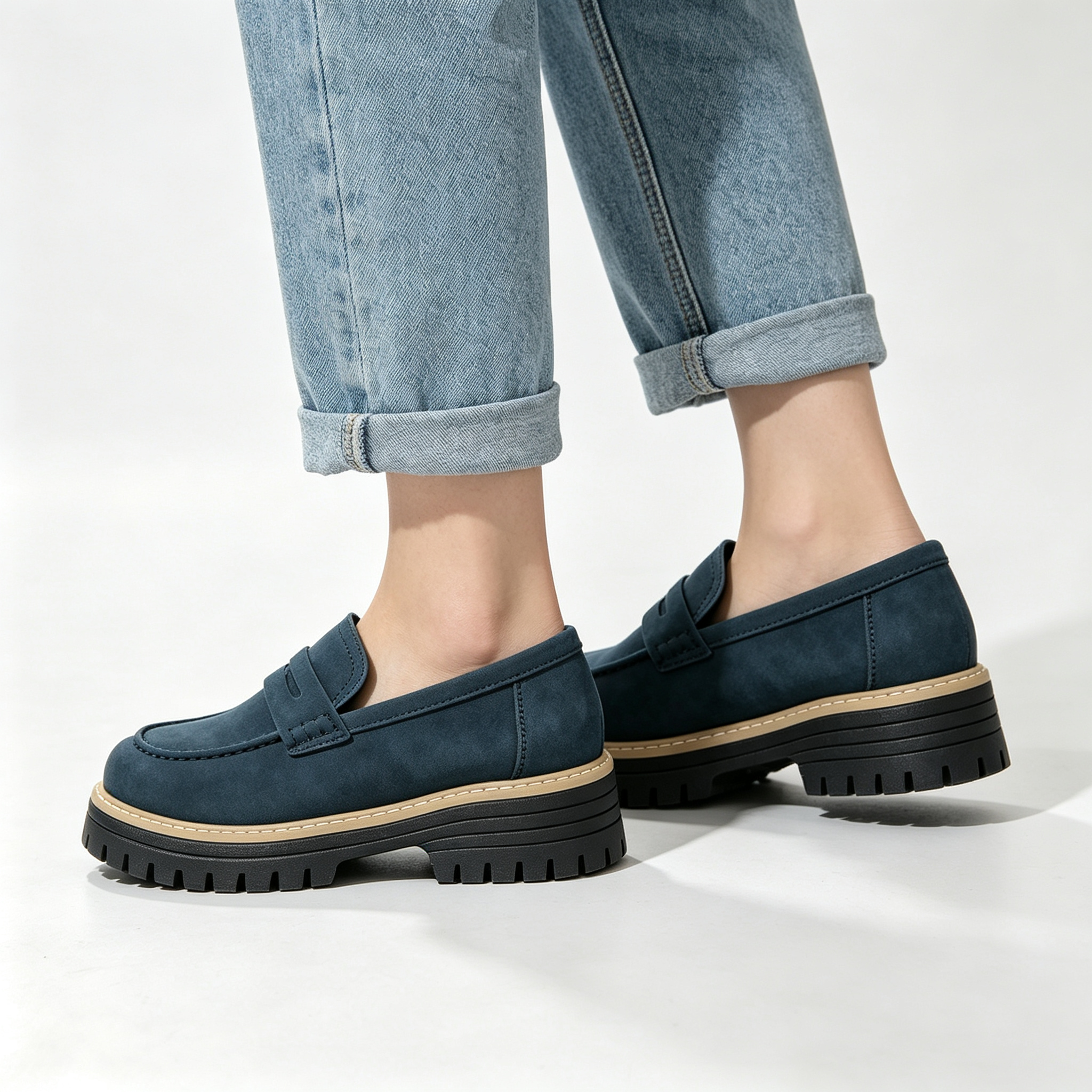 Chic Platform Lug Sole Women’s Loafers, Versatile Slip-On Shoes for Work & Daily Wear