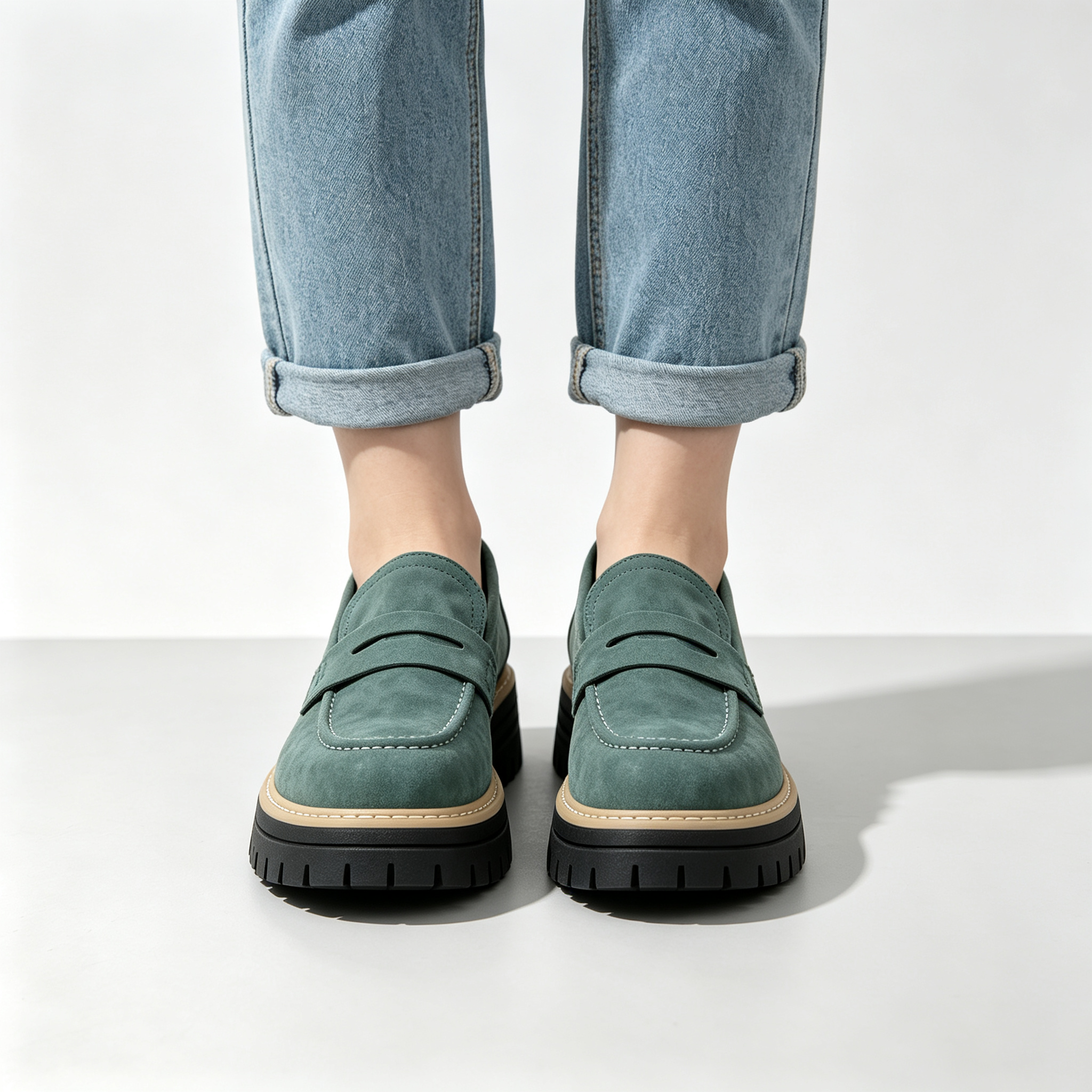 Chic Platform Lug Sole Women’s Loafers, Versatile Slip-On Shoes for Work & Daily Wear