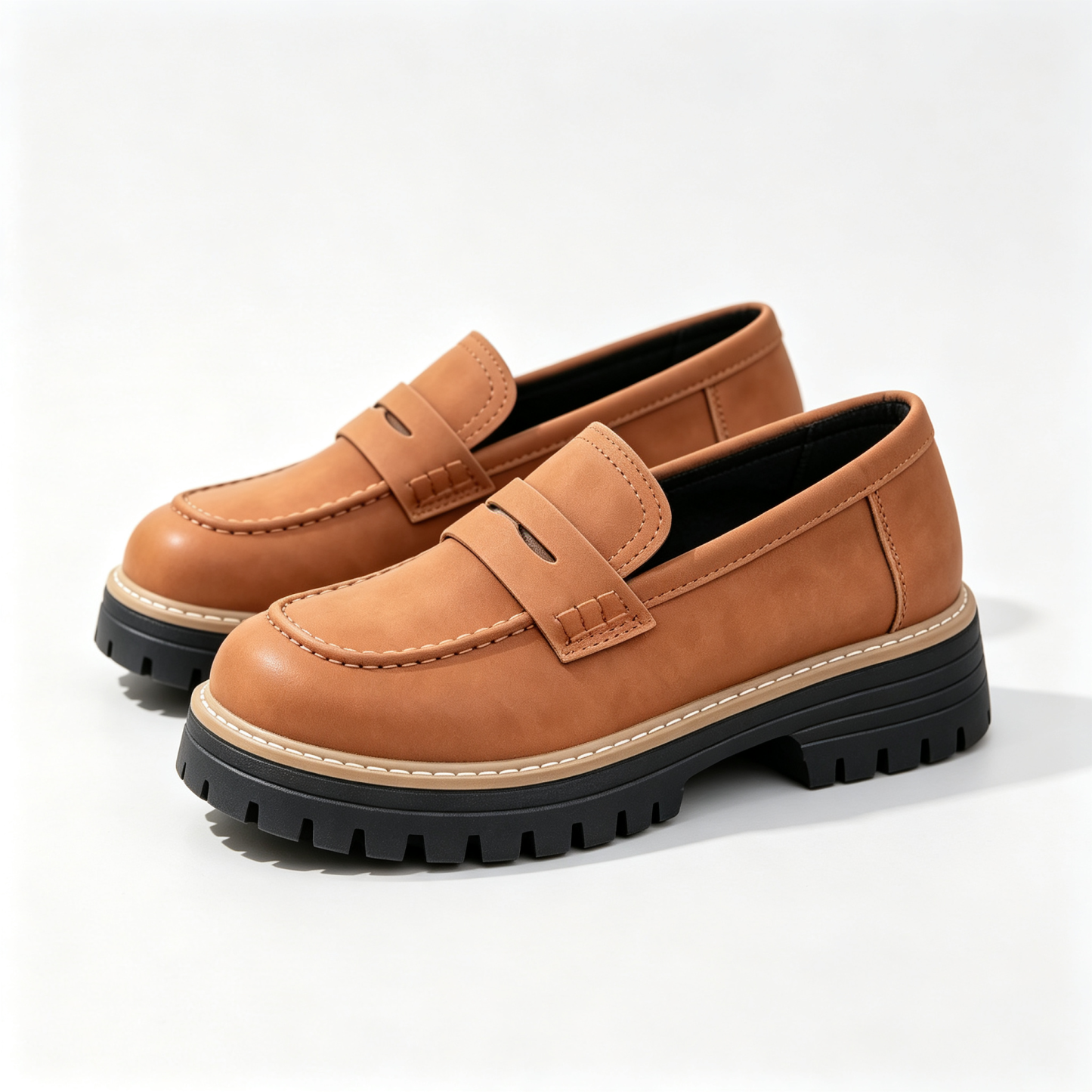 Chic Platform Lug Sole Women’s Loafers, Versatile Slip-On Shoes for Work & Daily Wear