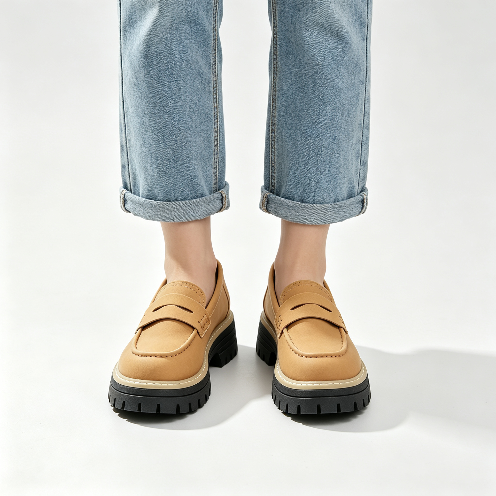 Chic Platform Lug Sole Women’s Loafers, Versatile Slip-On Shoes for Work & Daily Wear