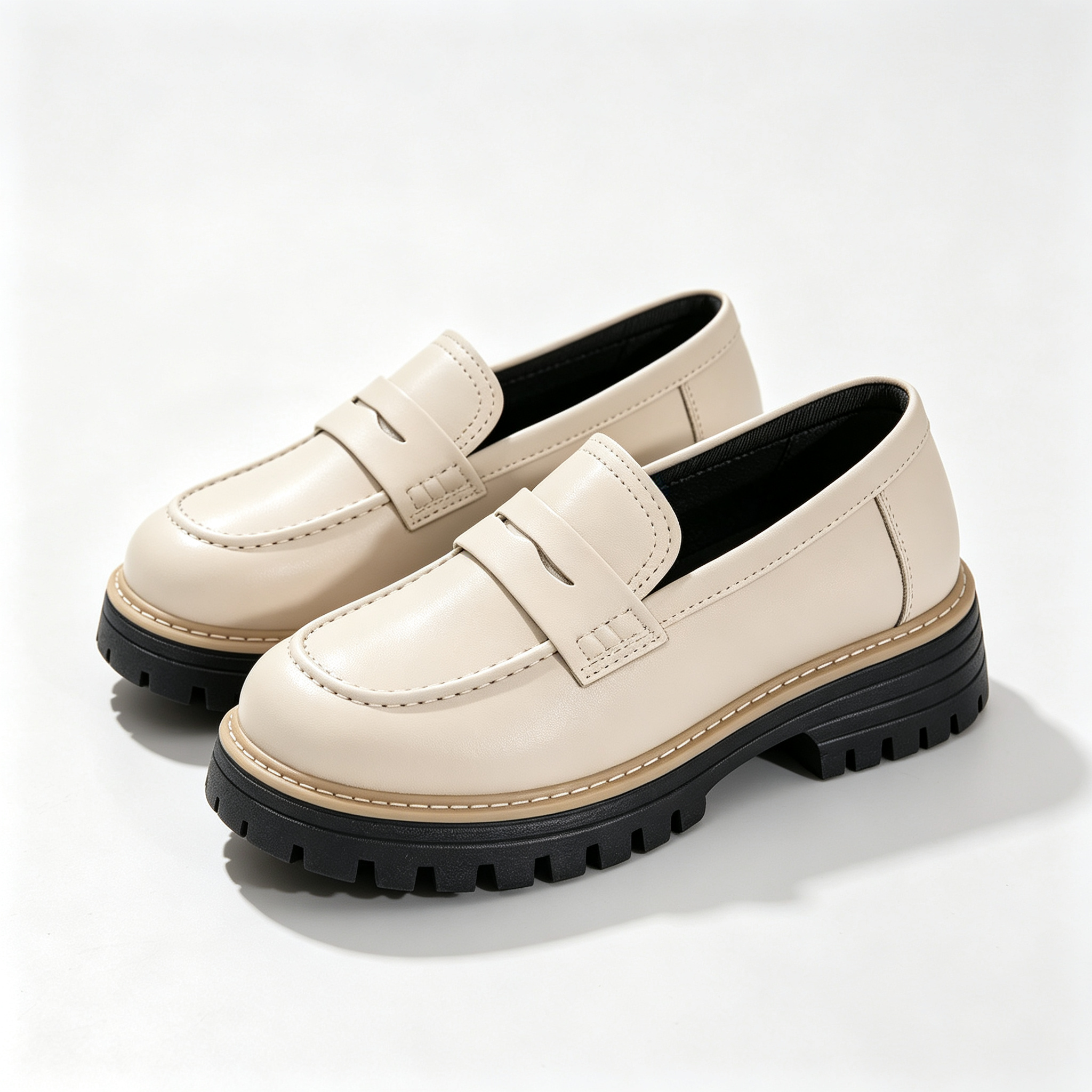 Chic Platform Lug Sole Women’s Loafers, Versatile Slip-On Shoes for Work & Daily Wear
