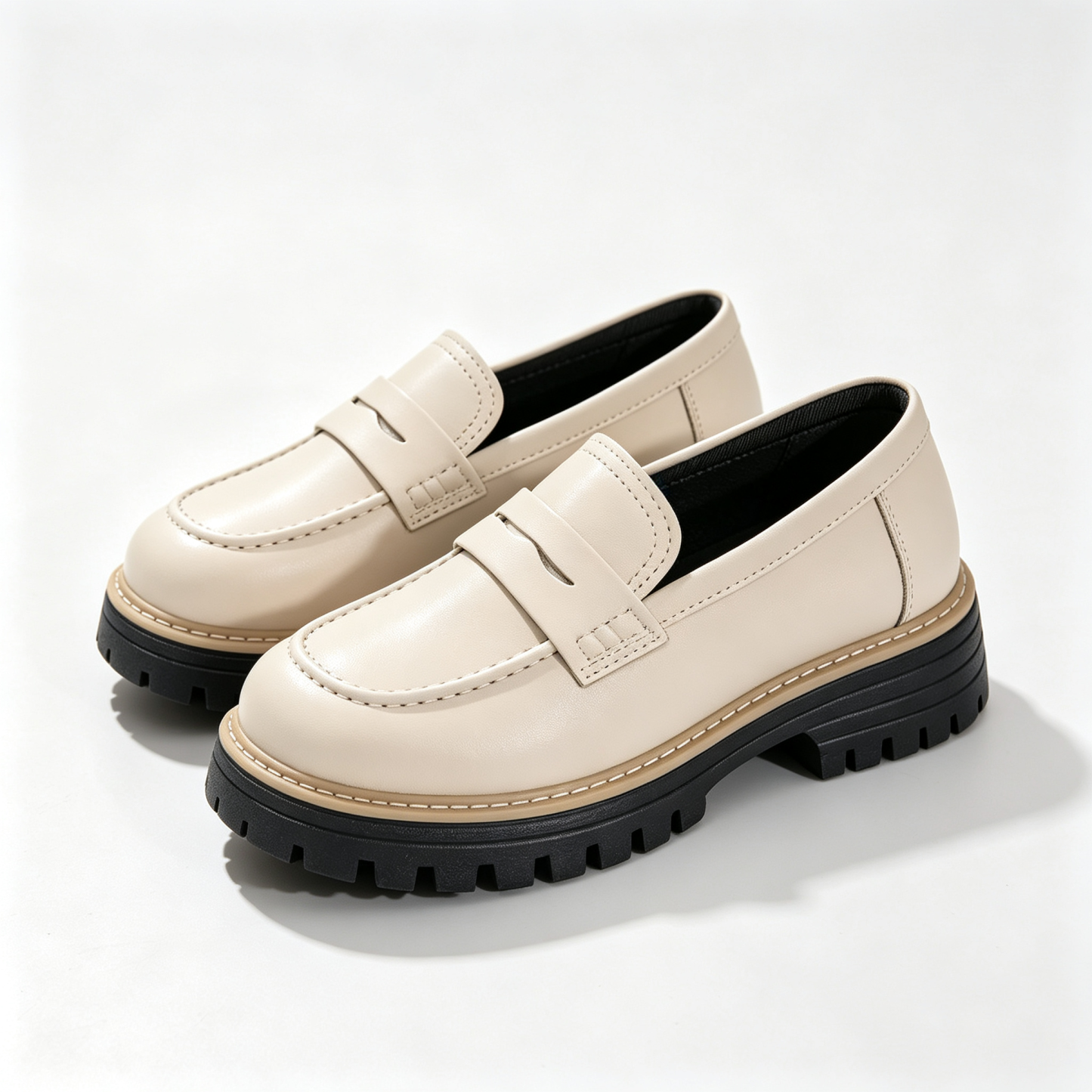 Chic Platform Lug Sole Women’s Loafers, Versatile Slip-On Shoes for Work & Daily Wear