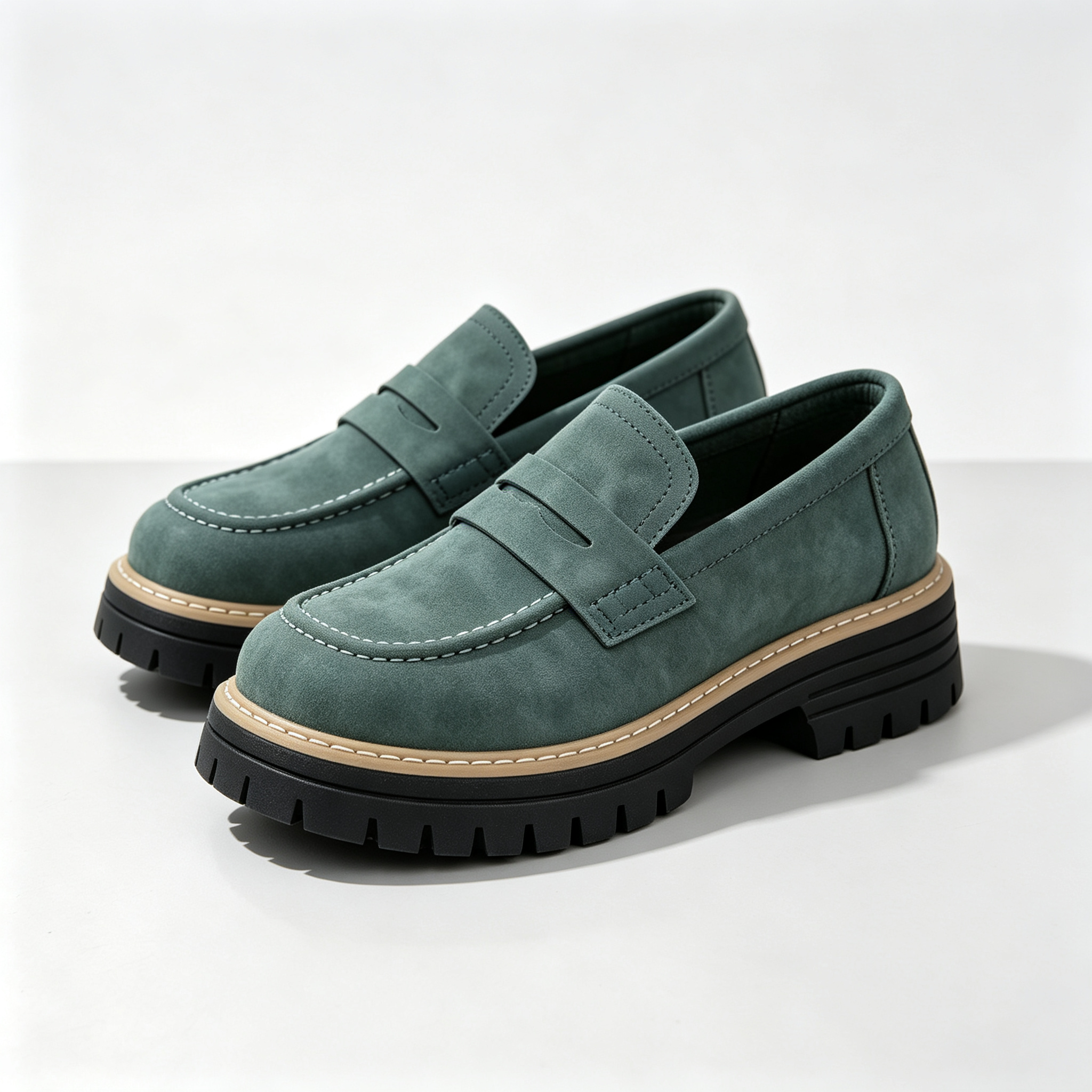 Chic Platform Lug Sole Women’s Loafers, Versatile Slip-On Shoes for Work & Daily Wear
