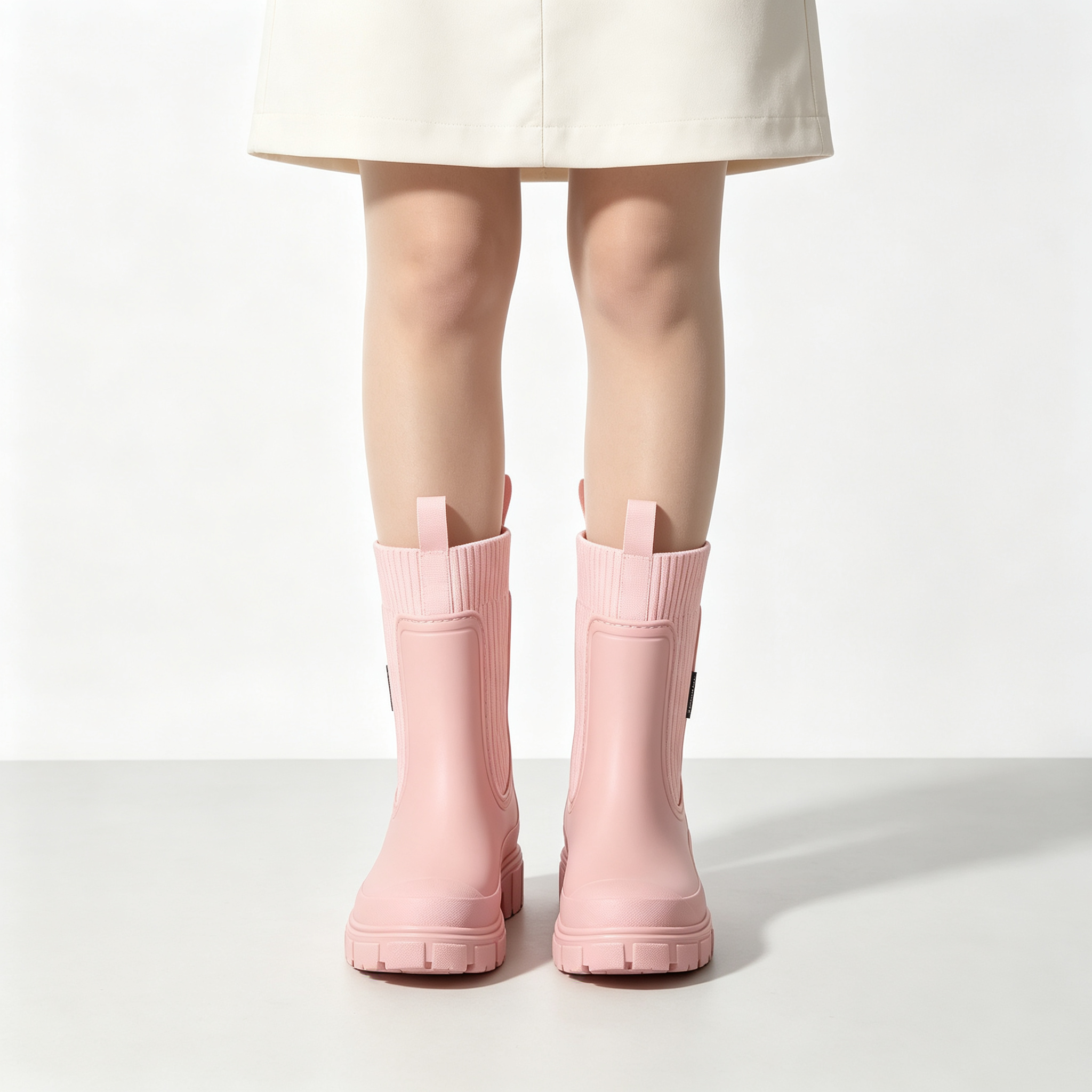 Stylish Waterproof Chelsea Ankle Boots for Women, Knit Stretch Panel & Rugged Block Sole