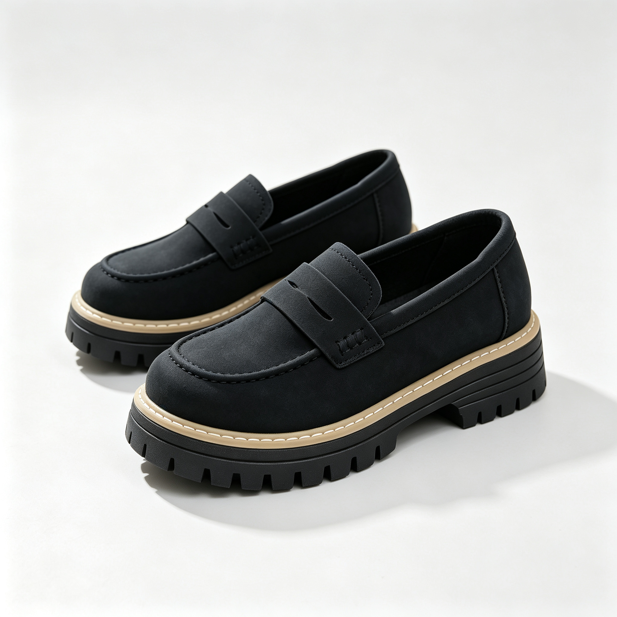Chic Platform Lug Sole Women’s Loafers, Versatile Slip-On Shoes for Work & Daily Wear