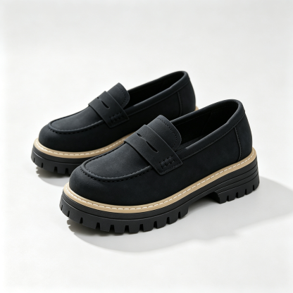 Chic Platform Lug Sole Women’s Loafers, Versatile Slip-On Shoes for Work & Daily Wear