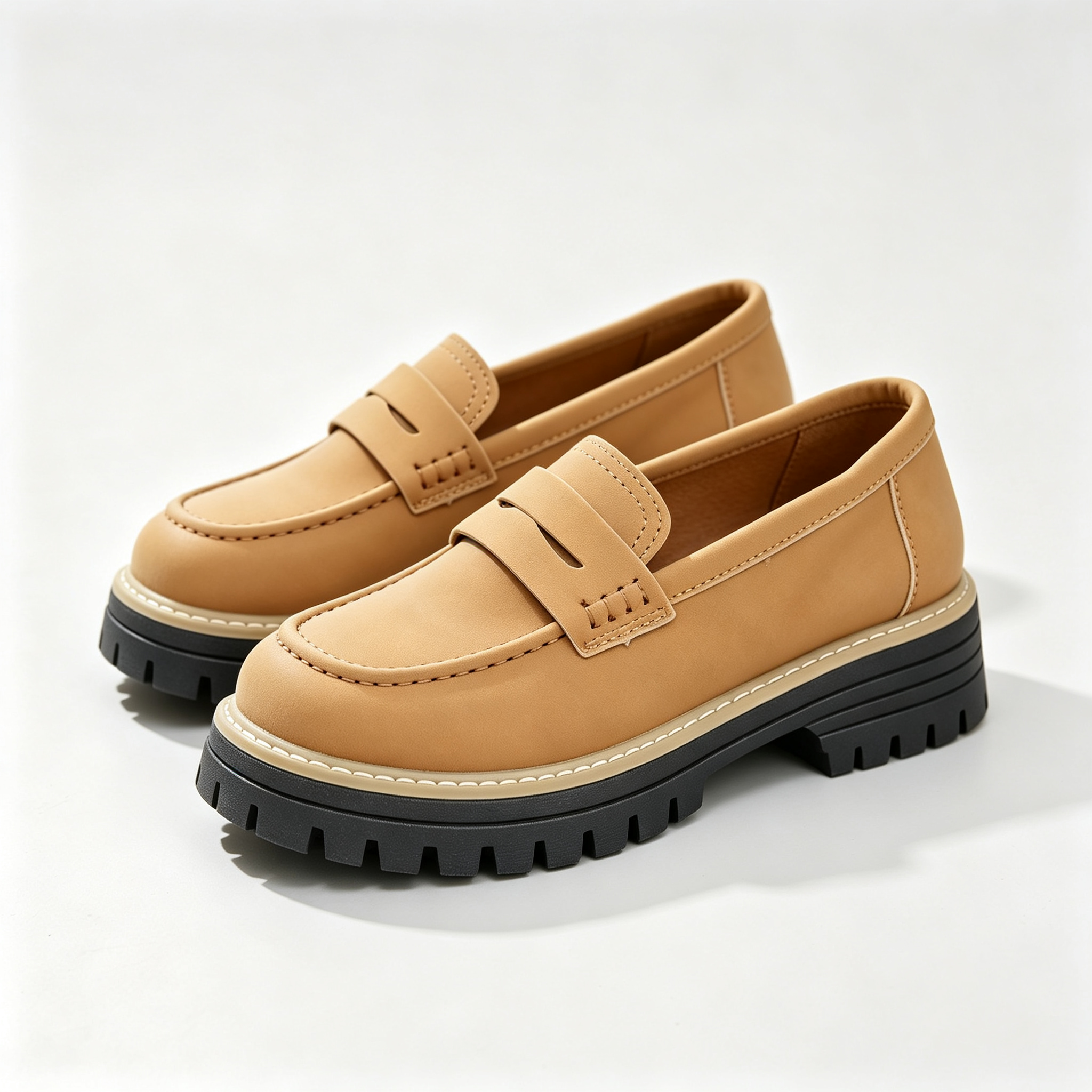 Chic Platform Lug Sole Women’s Loafers, Versatile Slip-On Shoes for Work & Daily Wear