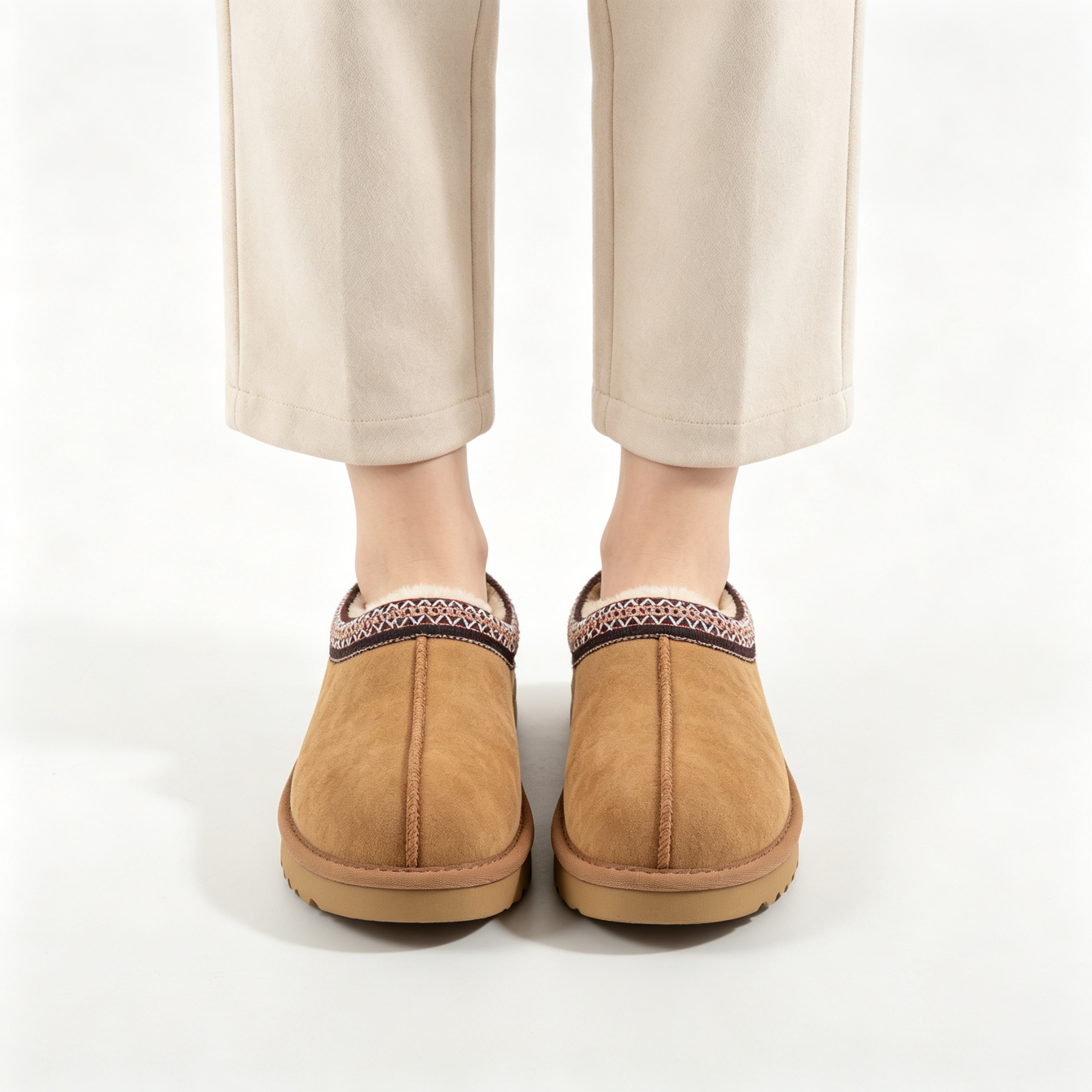 Vintage Embroidered Suede Mule Slippers | Women’s Cozy Lined Winter Slip-On Shoes
