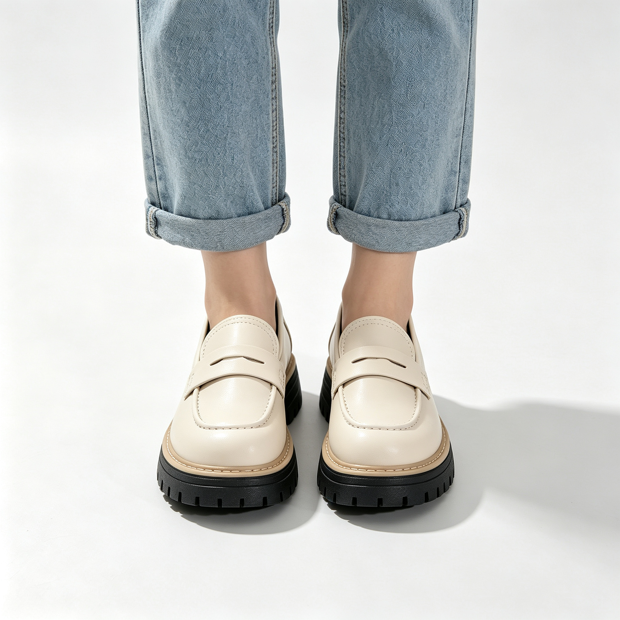 Chic Platform Lug Sole Women’s Loafers, Versatile Slip-On Shoes for Work & Daily Wear