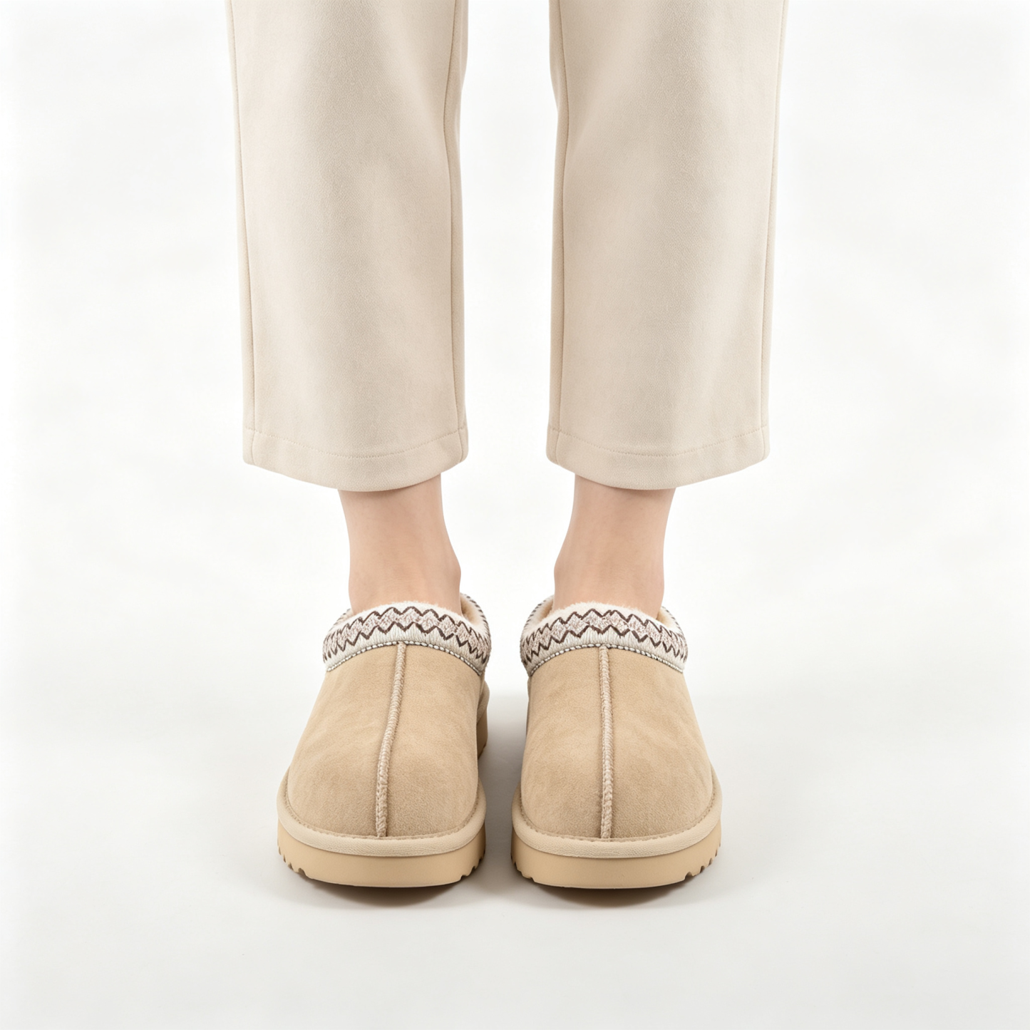 Vintage Embroidered Suede Mule Slippers | Women’s Cozy Lined Winter Slip-On Shoes