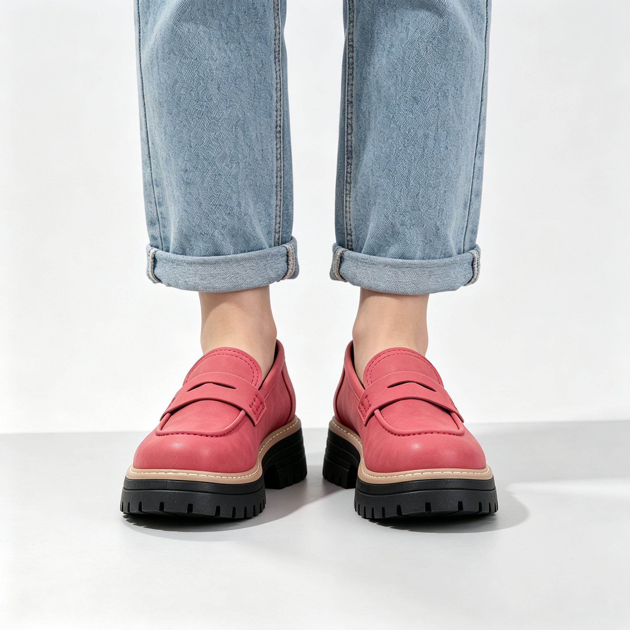 Chic Platform Lug Sole Women’s Loafers, Versatile Slip-On Shoes for Work & Daily Wear
