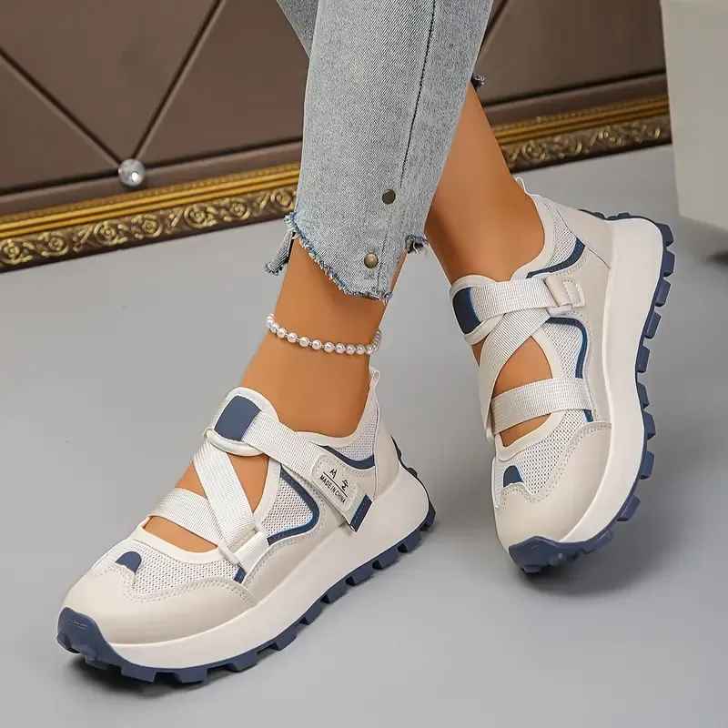 Women'S Breathable Mesh Adjustable Hook-and-Loop Straps Slip-On Sneakers