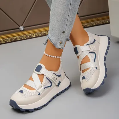 Women'S Breathable Mesh Adjustable Hook-and-Loop Straps Slip-On Sneakers