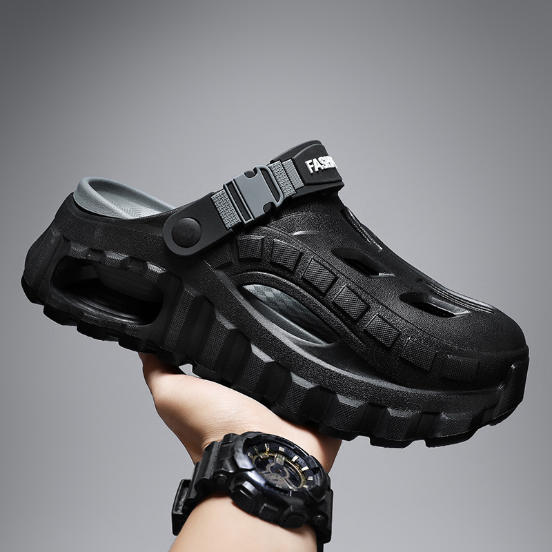 Men's Summer Slippers Outdoor Driving Dual Use Closed Toe CoolHollow Shoes