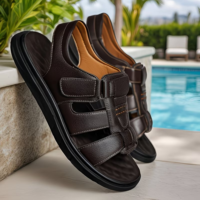 Men's Wide Fit PU Mule Slippers
