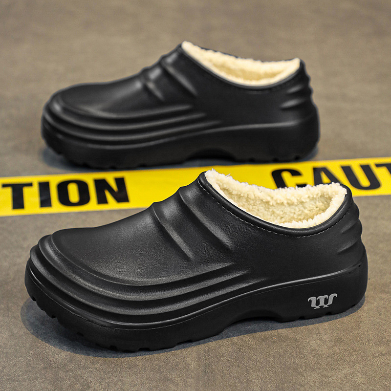 Plush Fleece Lining Rugged Non‑Slip Winter Slip‑On Shoes
