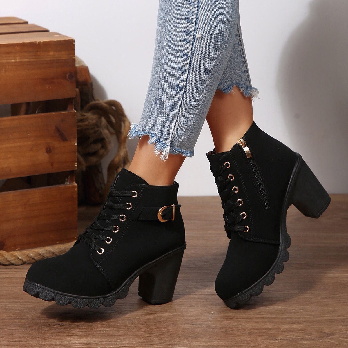 Women’s Chunky High Heel Ankle Booties