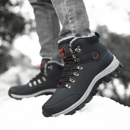 Outdoor Wear- Resistant Hiking Shoes Men Padded High-top Warm Casual Snow Boots