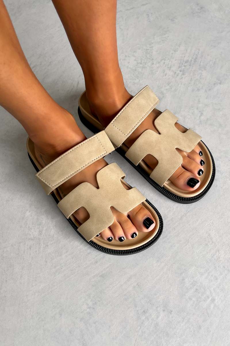 WOMENS LADIES SUMMER FLATFORM STRAP SLIDERS SLIP ON SANDALS