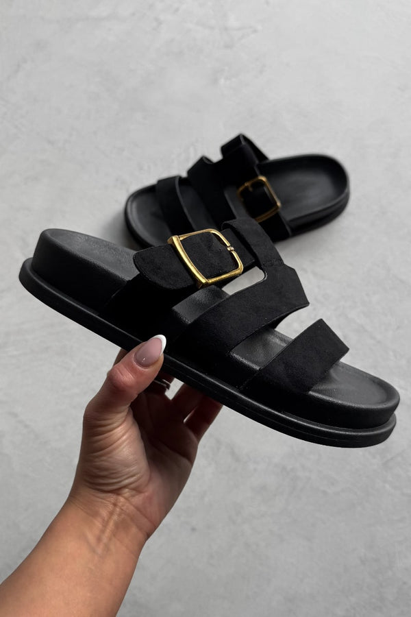 WOMENS LADIES SUMMER FLATFORM STRAP SLIDERS SLIP ON SANDALS