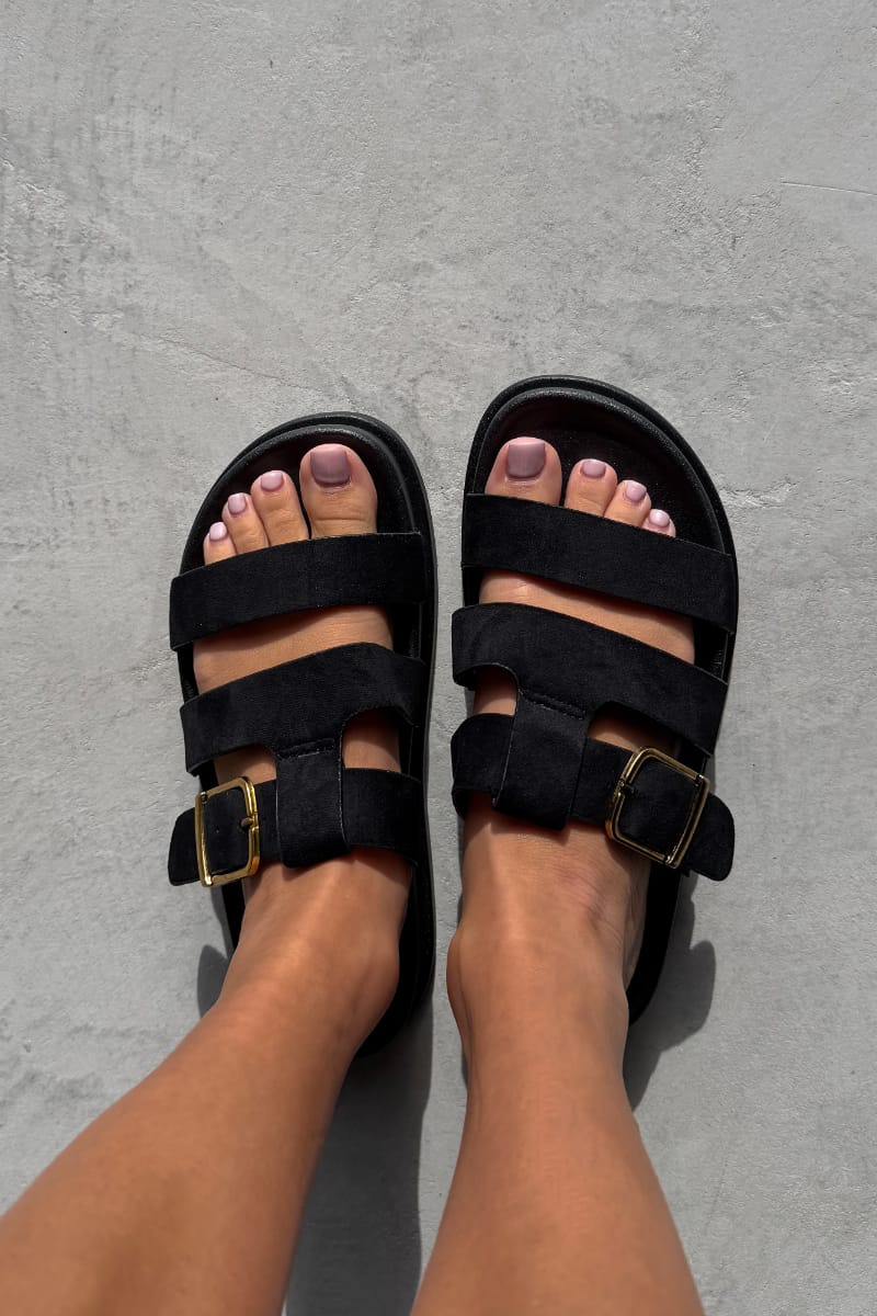 WOMENS LADIES SUMMER FLATFORM STRAP SLIDERS SLIP ON SANDALS