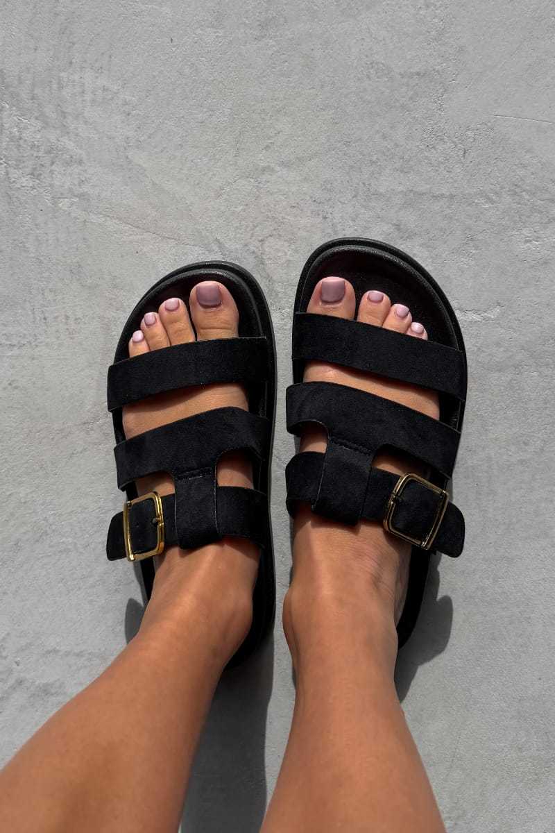 WOMENS LADIES SUMMER FLATFORM STRAP SLIDERS SLIP ON SANDALS
