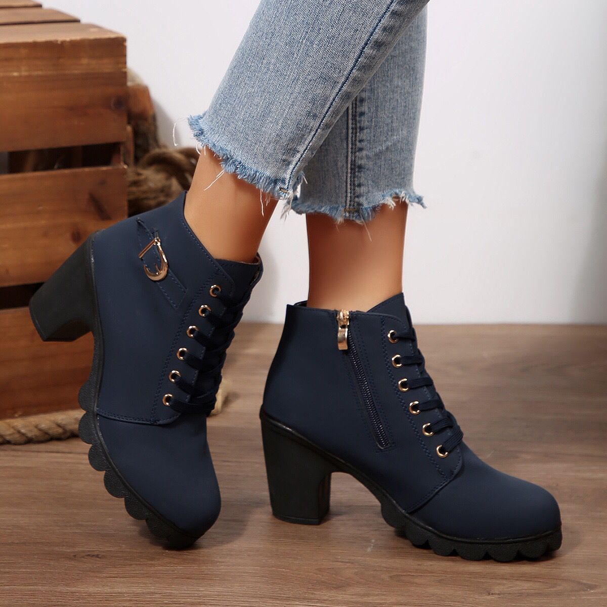 Women’s Chunky High Heel Ankle Booties