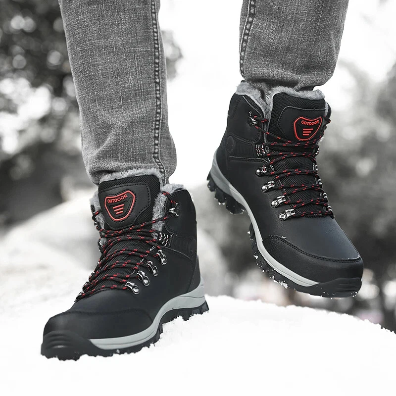 Outdoor Wear- Resistant Hiking Shoes Men Padded High-top Warm Casual Snow Boots