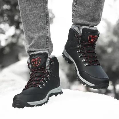 Outdoor Wear- Resistant Hiking Shoes Men Padded High-top Warm Casual Snow Boots