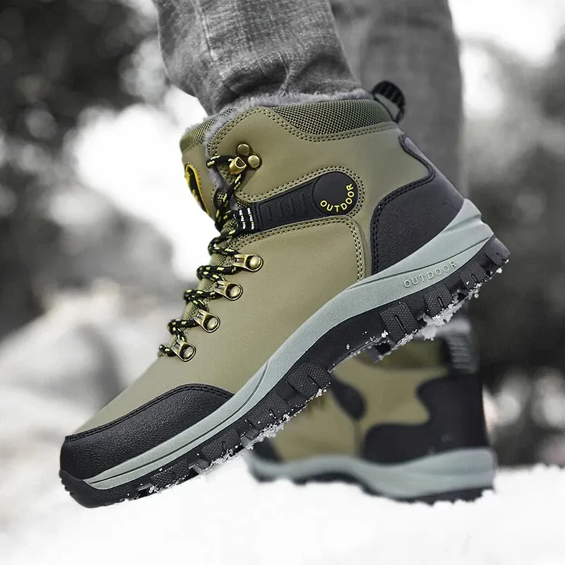 Outdoor Wear- Resistant Hiking Shoes Men Padded High-top Warm Casual Snow Boots