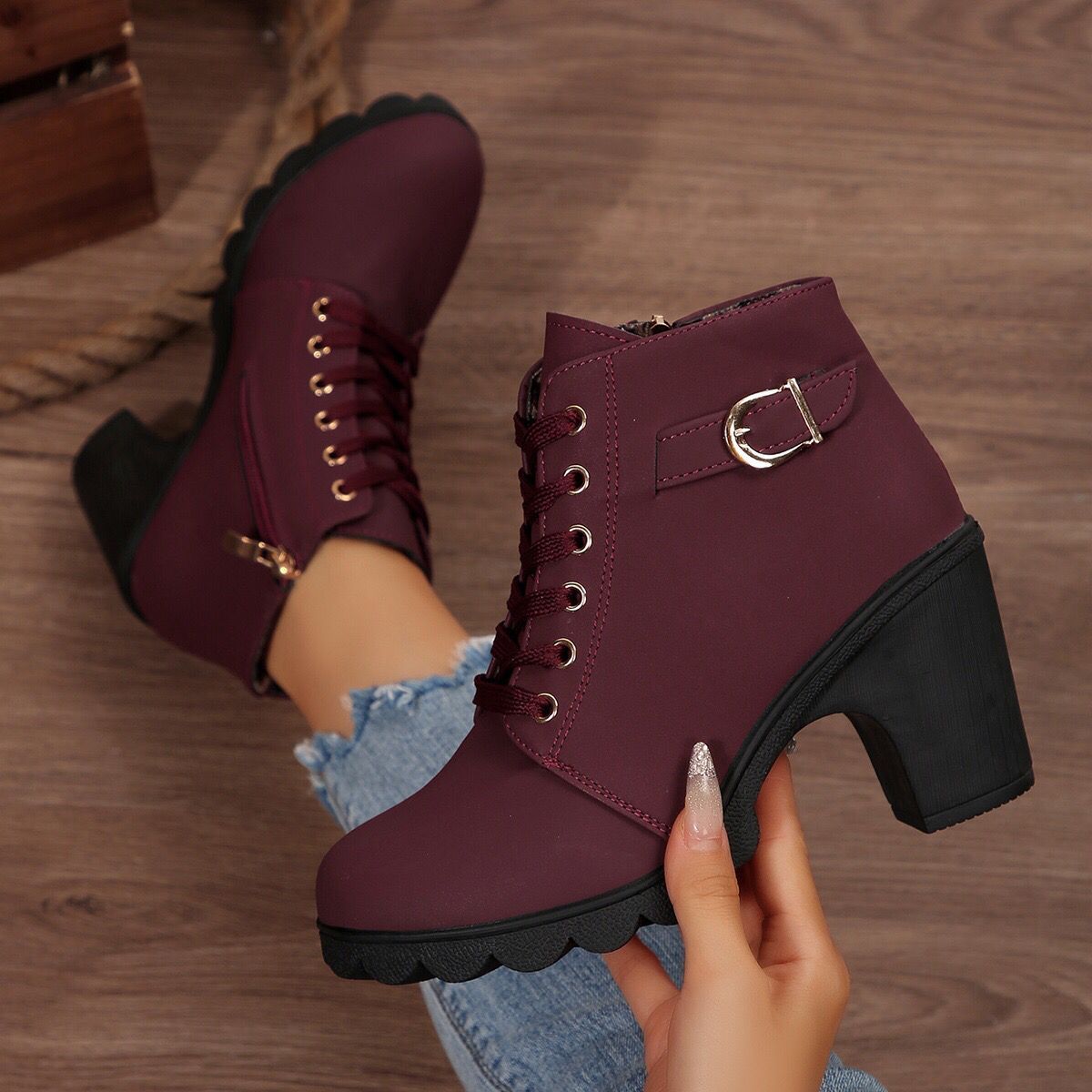 Women’s Chunky High Heel Ankle Booties