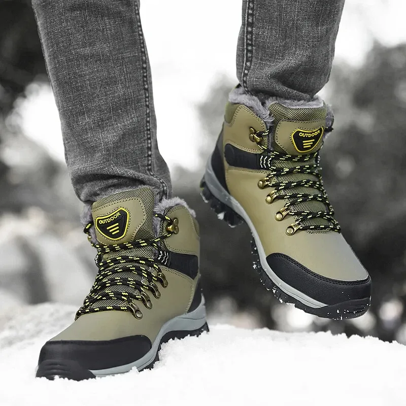 Outdoor Wear- Resistant Hiking Shoes Men Padded High-top Warm Casual Snow Boots