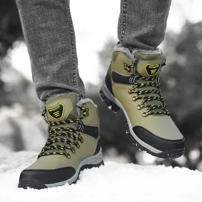 Outdoor Wear- Resistant Hiking Shoes Men Padded High-top Warm Casual Snow Boots