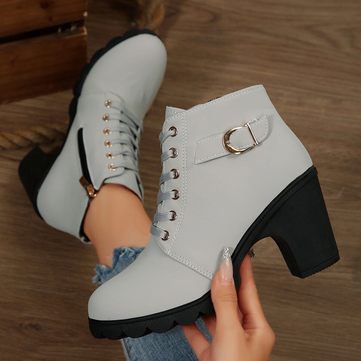 Women’s Chunky High Heel Ankle Booties
