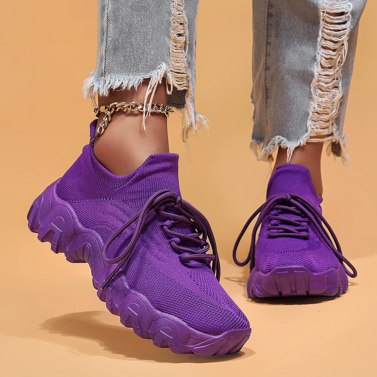 Breathable Fly-Knit Socks Women's Sports Shoes