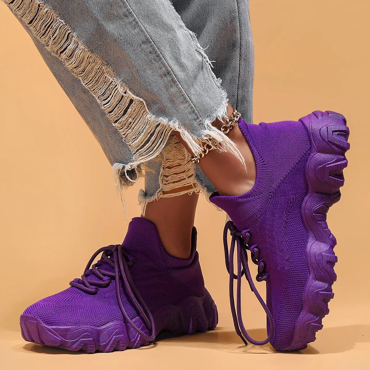 Breathable Fly-Knit Socks Women's Sports Shoes