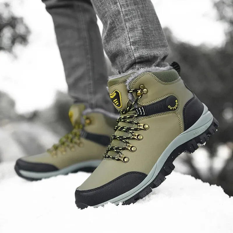 Outdoor Wear- Resistant Hiking Shoes Men Padded High-top Warm Casual Snow Boots