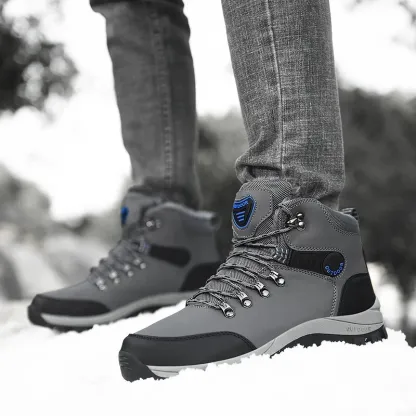 Outdoor Wear- Resistant Hiking Shoes Men Padded High-top Warm Casual Snow Boots
