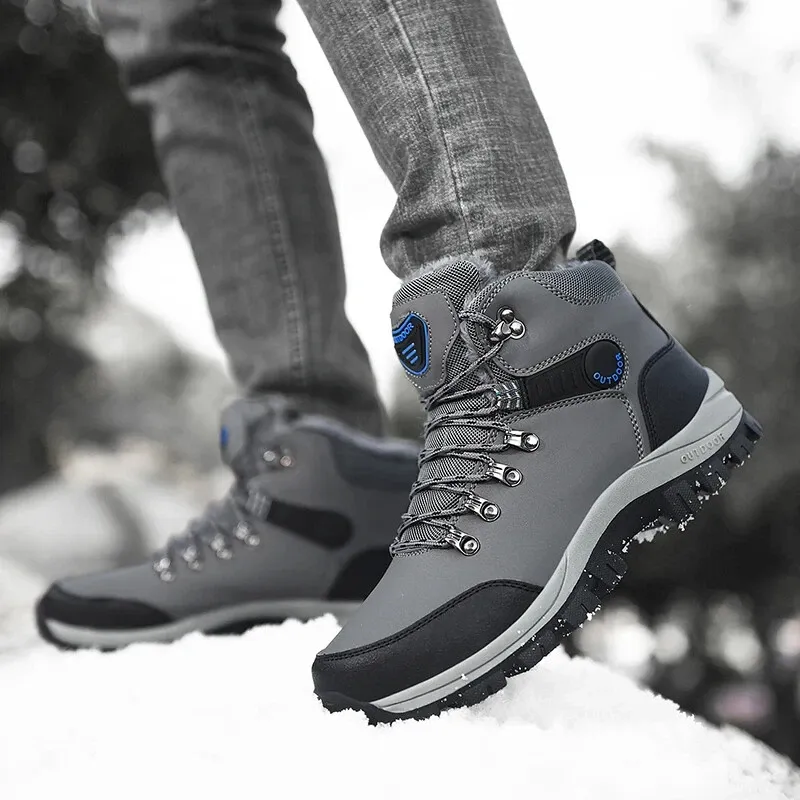 Outdoor Wear- Resistant Hiking Shoes Men Padded High-top Warm Casual Snow Boots
