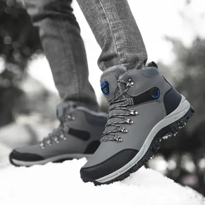 Outdoor Wear- Resistant Hiking Shoes Men Padded High-top Warm Casual Snow Boots