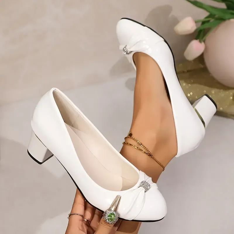 Round Toe Bow High Heels