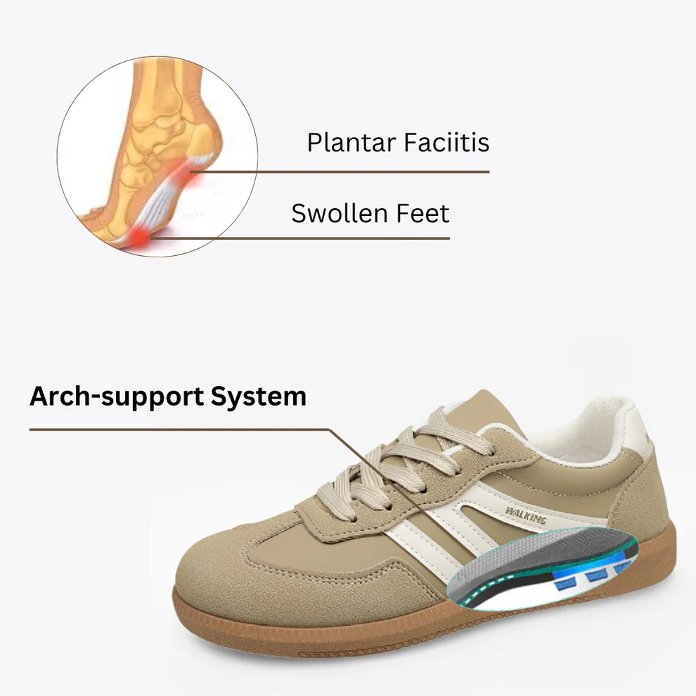 Women Orthopedic Shoes Comfortable Arch-support Leather Traction Vulcanized