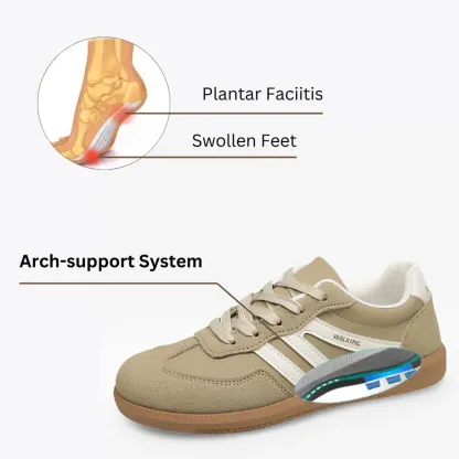 Women Orthopedic Shoes Comfortable Arch-support Leather Traction Vulcanized