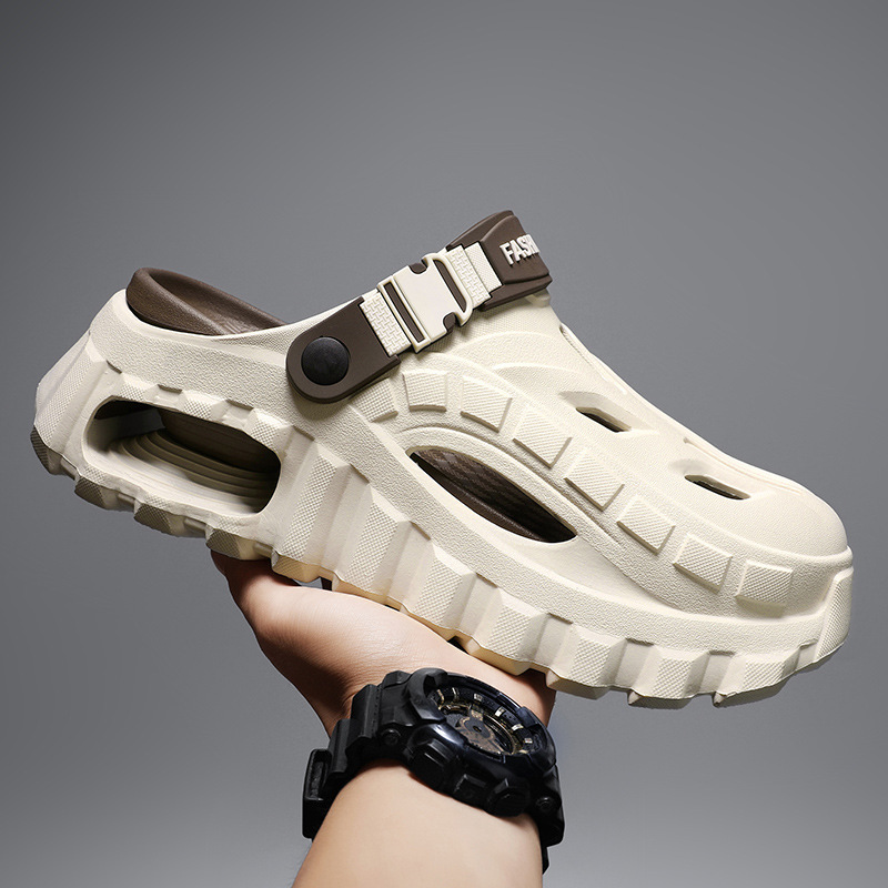 Men's Summer Slippers Outdoor Driving Dual Use Closed Toe CoolHollow Shoes