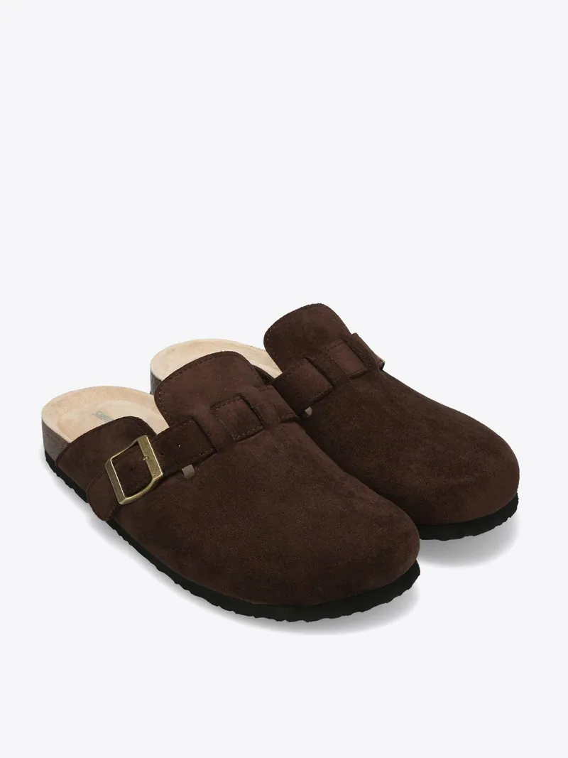Women's Platform Slippers Round Toe Square Buckle