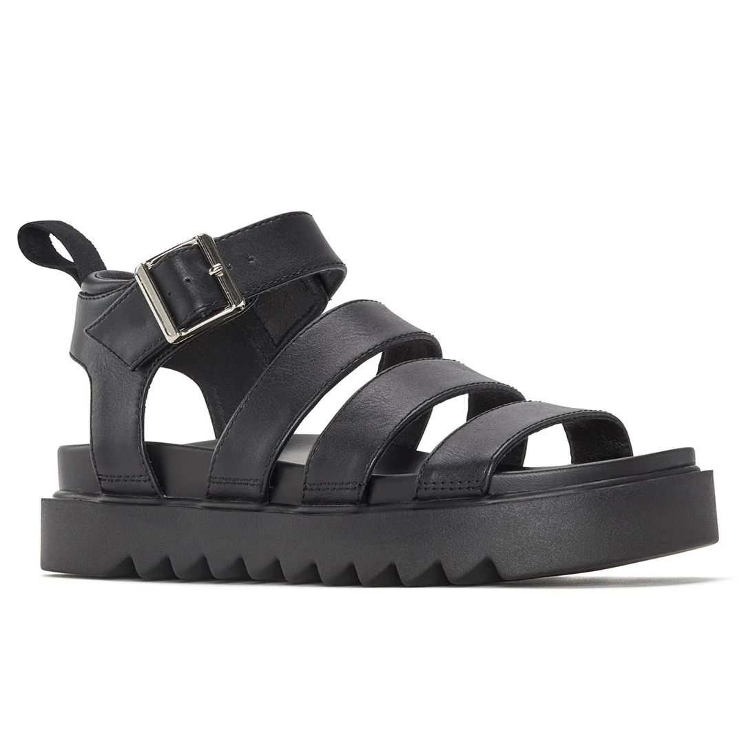 Women's Solid Color Buckle Platform Sandals