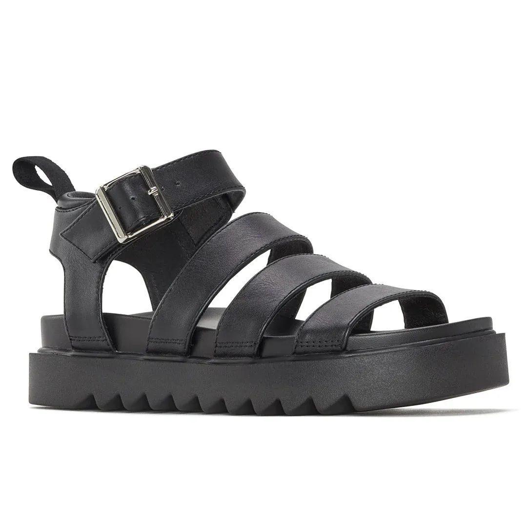 Women's Solid Color Buckle Platform Sandals