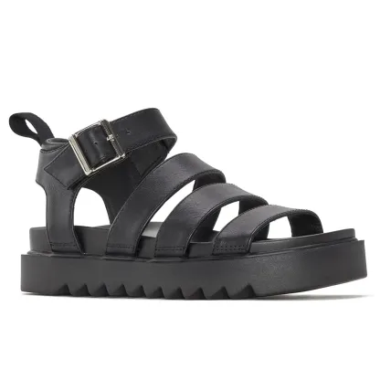 Women's Solid Color Buckle Platform Sandals